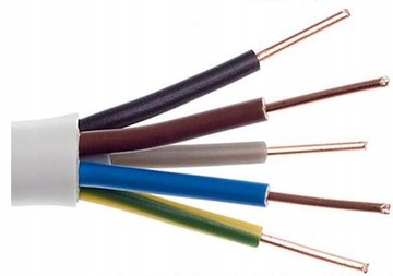 Przewód kabel okrągły YDY 5x6 mm2 450/750V 1m NKT