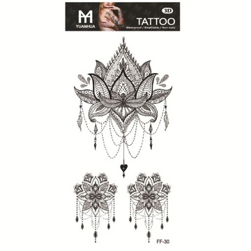 Tatuaż zmywalny tymczasowy kwiaty boho lotos
