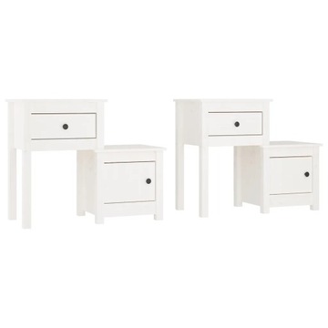 Szafki nocne, 2 szt, białe, 79,5x38x65,5 cm lite