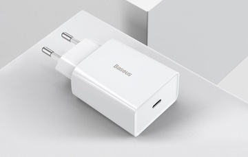 БЫСТРОЕ СЕТЕВОЕ ЗАРЯДНОЕ УСТРОЙСТВО BASEUS МОЩНЫЙ ИСТОЧНИК ПИТАНИЯ USB-C TYPE-C QC 3.0 PD 20 Вт