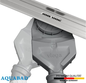 Aquabad odpływ liniowy do płytki 80 cm stalowy Slim wąski z syfonem Viega