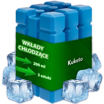 WKŁADY CHŁODZĄCE MROŻĄCE DO LODÓWKI TURYSTYCZNEJ TORBY ZESTAW 3x200ml