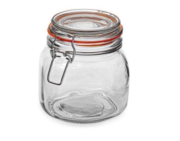 Słój szklany 0.5L 500ml KWADRATOWY z klamrą weck