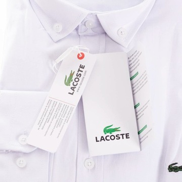 Koszula męska LACOSTE wizytowa długi rękaw BAWEŁNA biała 3XL