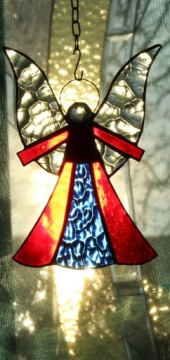 Тиффани витраж ангел красный синий для окна