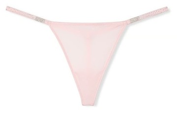 NOWOŚĆ Cienkie stringi z cyrkoniami Victoria's Secret gładkie jasny róż S