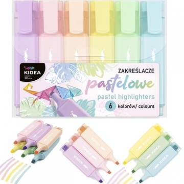 PASTELOWE MARKERY ZAKREŚLACZE KIDEA 6 KOLORÓW
