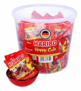 Haribo Żelki Happy Cola Mini 1kg Misie Owocowe 100szt Colowe Niemieckie DE