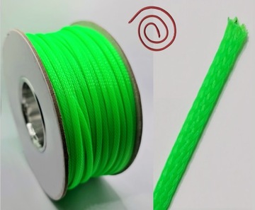 OPLOT NA KABLE POLIESTER 4mm-8mm osłona NEONOWY ZIELONY 1m