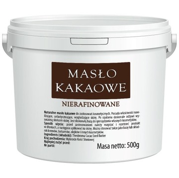 MASŁO KAKAOWE 500g Łupane NIERAFINOWANE SUROWE