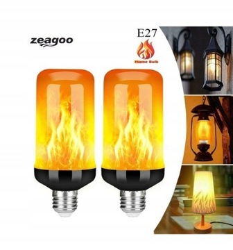 2SZT RETRO ŻARÓWKA LED IMITUJĄCA ŻYWY PŁOMIEŃ E27