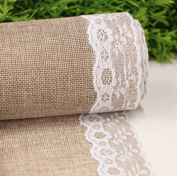 Джутовая дорожка для стола, свадьба, причастие, кружево, 35х450см