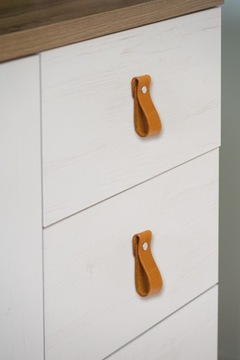 GAŁKA MEBLOWA UCHWYT do mebli koniakowy brąz skóra + śruby