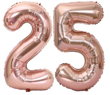 Balony foliowe cyfry 25 urodziny rose gold 100cm