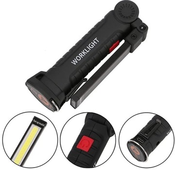 МОЩНАЯ СВЕТОДИОДНАЯ ЛАМПА ДЛЯ МАСТЕРСКИХ, МАГНИТНЫЙ КРЮЧОК, ПЕРЕЗАРЯЖАЕМЫЙ USB 5 В 1