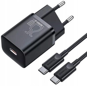 BASEUS ZESTAW SZYBKA ŁADOWARKA DO TELEFONU ZASILACZ USB-C 25W, KABEL USB-C