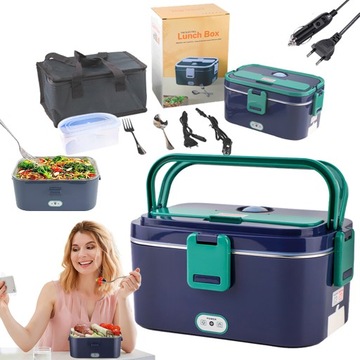 LUNCHBOX ELEKTRYCZNY POJEMNIK PODGRZEWACZ DO BIURA SAMOCHODZIE 2W1 1.8L 60W