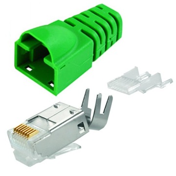 Wtyk RJ45 6 6A FTP z odgiętką zieloną Telegartner