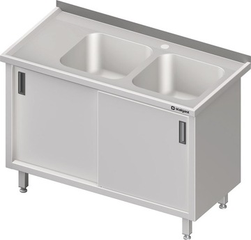 Stół roboczy 2 zlewy d. suwane 180x70