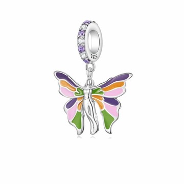 Charms zawieszka ORNAMO Uskrzydlony kolorowy Anioł Cyrkonia Srebro pr.925