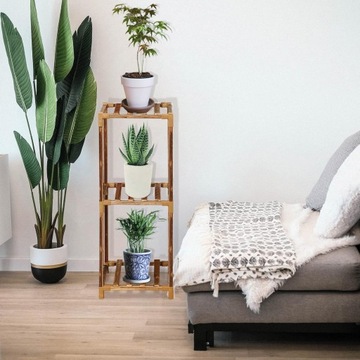 ДЕРЕВЯННАЯ ПОДСТАВКА ДЛЯ ЦВЕТОВ ЦВЕТОЧНЫЕ кашпо РАСТЕНИЯ КНИЖНЫЙ ШКАФ С 3 ПОЛКАМИ