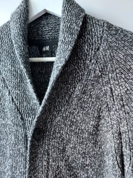 H&M sweter melanż rozpinany 50% wełna M L