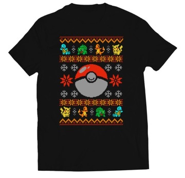 ZABAWNA KOSZULKA ŚWIĄTECZNA SWETERKOWY POKEMON M