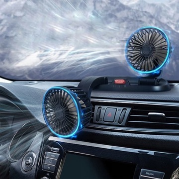 ДВОЙНОЙ АВТОМОБИЛЬНЫЙ ВЕНТИЛЯТОР 360° USB ВЕНТИЛЯТОР