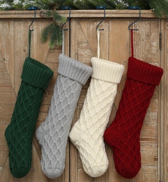 4шт Рождественские длинные вязаные носки