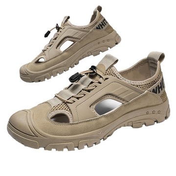 BUTY MĘSKIE SPORTOWE SANDAŁY TREKKINGOWE ODDYCHAJĄCE WYGODNE KHAKI R.40