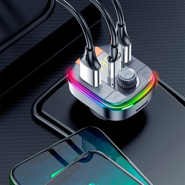 АУДИОПЕРЕДАТЧИК BLUETOOTH FM MP3 BT БЫСТРОЕ ЗАРЯДНОЕ УСТРОЙСТВО 3X USB QC 3.0 RGB