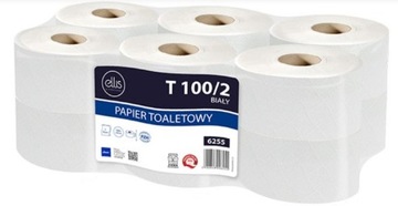 PAPIER TOALETOWY JUMBO 12 ROLEK BIAŁY 2-WARSTWOWY CELULOZA DO PODAJNIKA 90M