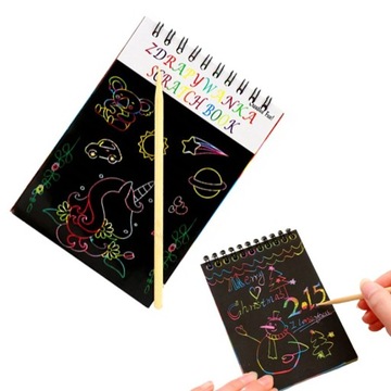ZDRAPYWANKA TĘCZOWA WYDRAPYWANKA NOTES Z RYSIKIEM