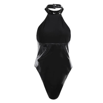 Womens Latex suit Bodysuit Leotard Wet Look Leathe