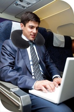 Подушка велюровая надувная подголовник Rogal 36x30x10 Intex 68675