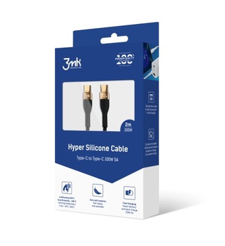 Kabel USB-C Typ-C 2m 100W 3mk Hyper Silicone Black