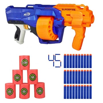 PISTOLET NERF ELITE SURGEFIRE + DODATKI +CELE