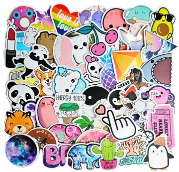 WLEPY wodoodporne STICKER BOMB NAKLEJKI MIX FUNNY 50 szt