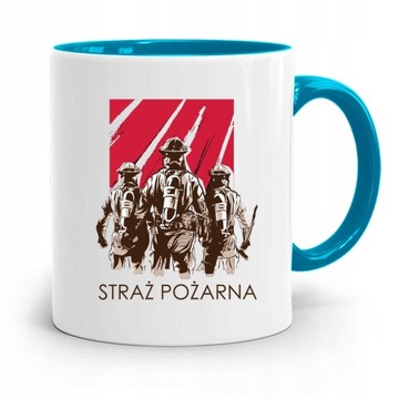 KUBEK BŁĘKITNY DLA STRAŻAKA STRAŻ POŻARNA z Nadrukiem ze Zdjęciem