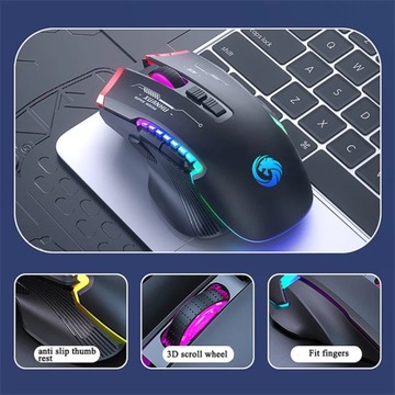 RGB 2.4G Беспроводная Bluetooth-мышь Перезаряжаемая оптическая Hier с USB