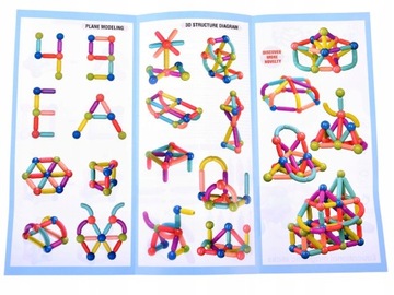 МАГНИТНЫЕ БЛОКИ, ОБРАЗОВАТЕЛЬНЫЙ КОНСТРУКЦИЯ НАБОР МАГНИТНЫХ ПАЛОЧЕК 36 шт.