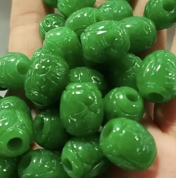 5pc Natural A Green Jade Beads DIY Bracelet Bangle Charm Jadeite Jewellery