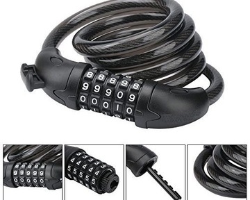 ВЕЛОСИПЕДНЫЙ ЗАМОК, 5 КОДОВЫЙ ЗАМОК, КАБЕЛЬ 120 СМ