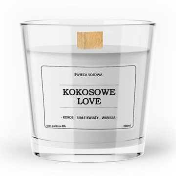 Sojowa świeca zapachowa KOKOSOWE LOVE 200ml
