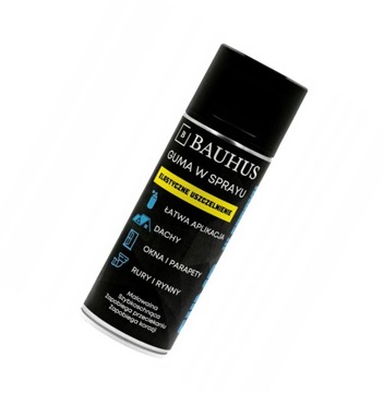 BAUHUS Guma w Sprayu Czarna Okna Dachy Rury 400ml Mat
