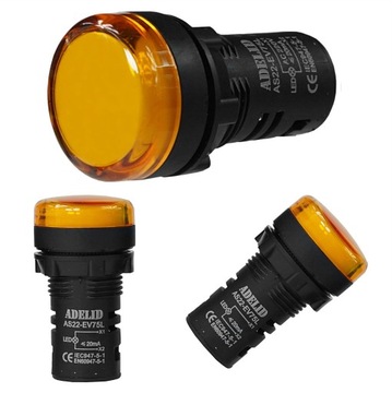 LAMPKA KONTROLKA STEROWNICZA LED 230V 22MM ŻÓŁTA
