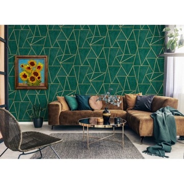 3D геометрические обои Бетонная бутылка Зеленое золото SOHO STYLE 162307