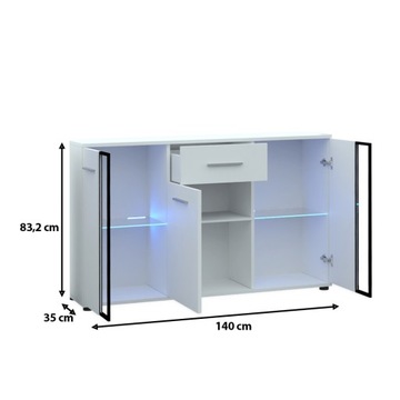 Стенка для гостиной с комодом CUBE белый глянцевый