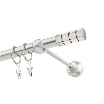 ОДИНАРНЫЙ МЕТАЛЛИЧЕСКИЙ КАРДИНС 19ММ С СЕРЕБРЯНЫМ ГЛЯНЦЕМ С ЭФФЕКТОМ СТАЛИ, 120см НАБОР