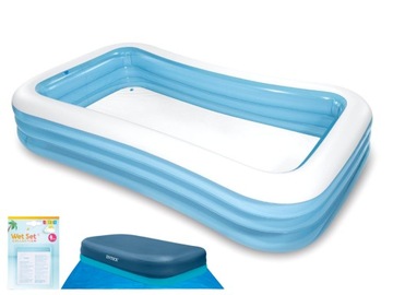 Duży Prostokątny Basen Ogrodowy Dmuchany Intex 305x183 Podłoga+Pokrywa FULL